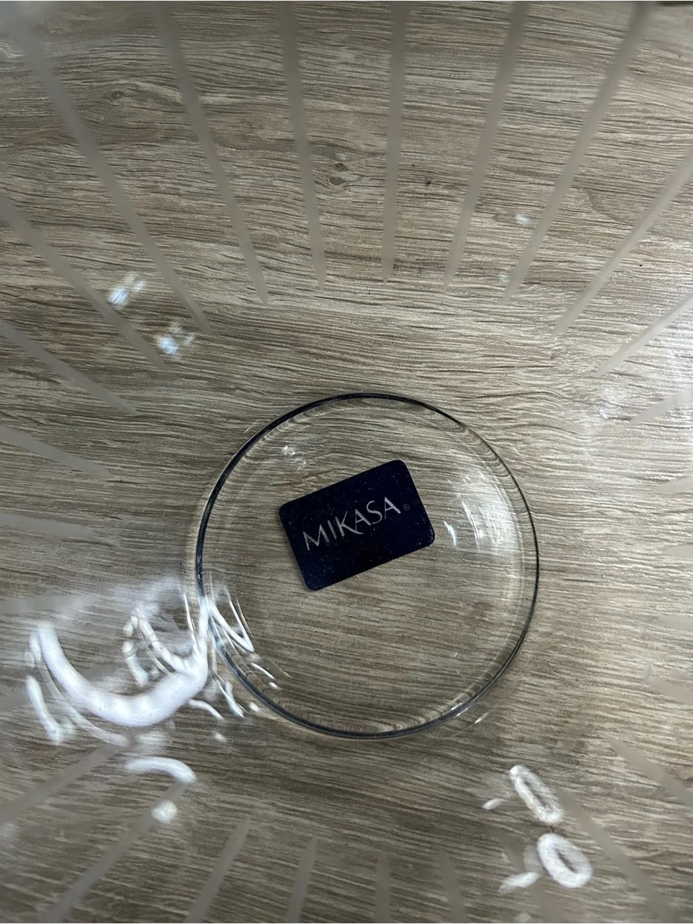 Mikasa Clear Glass Round Vase with Stripe Etching Design